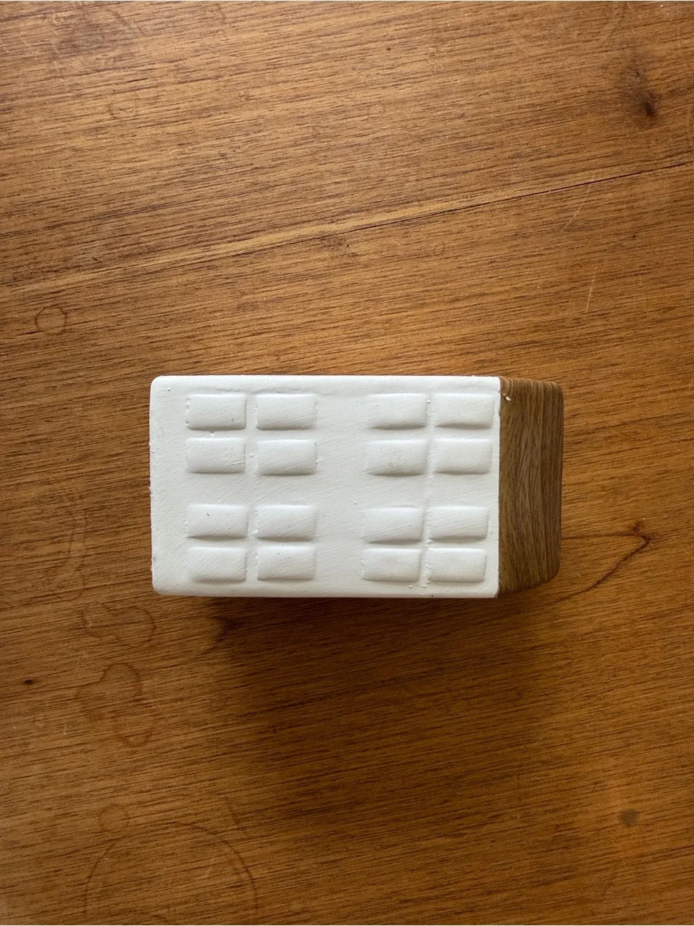 White Christmas Ceramic Decorative Houses with Wood Tops