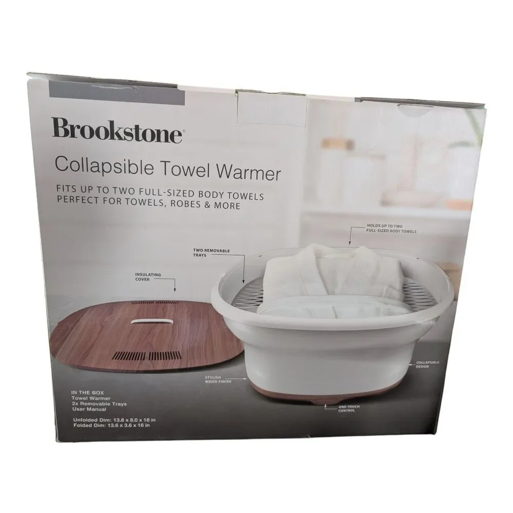 Brookstone Collapsible Holds up To 2 Large Towels, Bathrobe & Blanket Warmer New