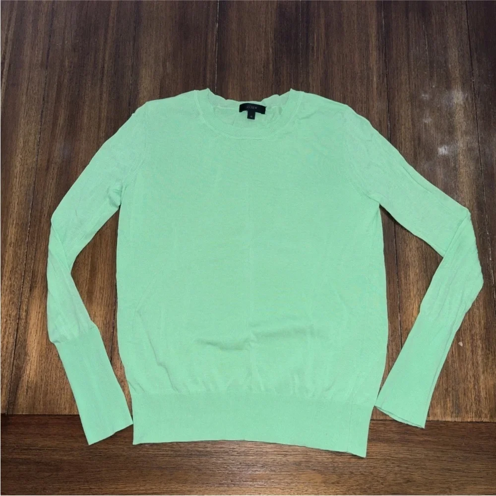 J. Crew Lime Green Crew Neck Summer Teddie Sweater
