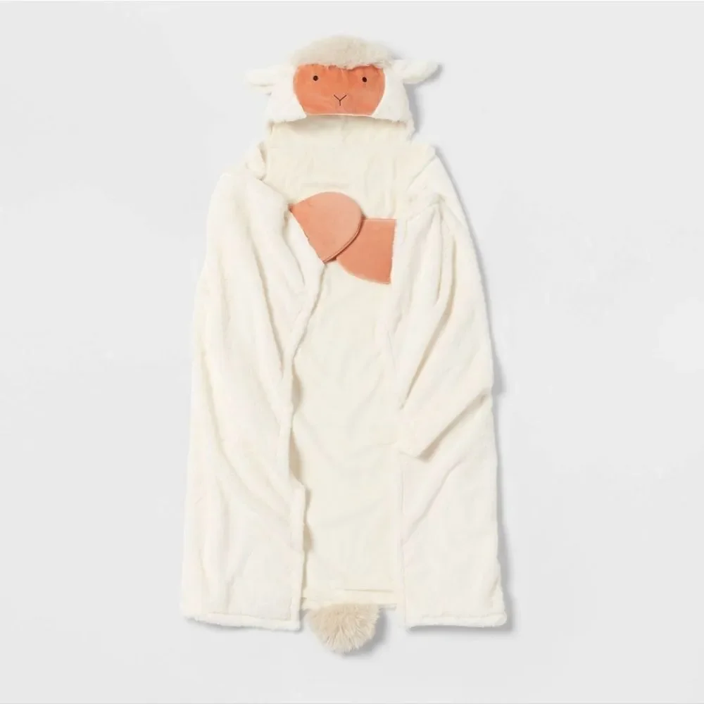 Nwt Pillowfort Kid's Boy Girl Easter/ Christmas Sheep Hooded Blanket One Size