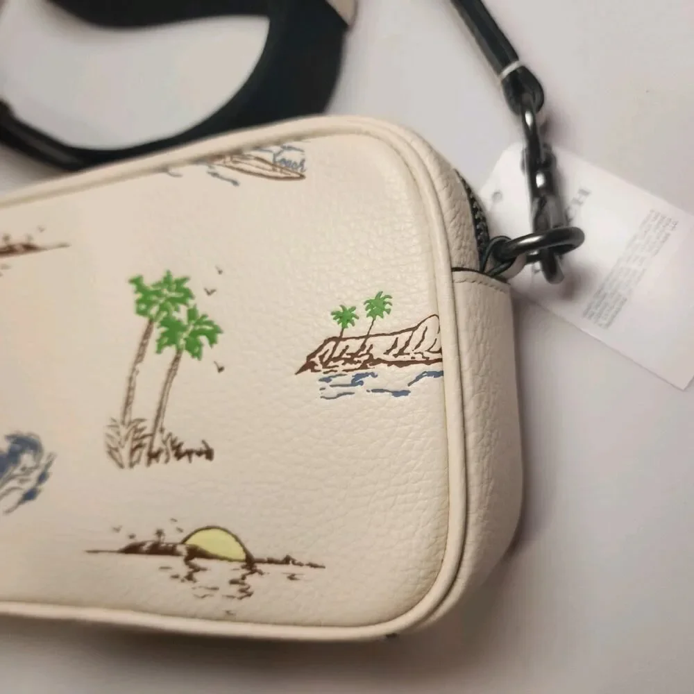 NWT COACH CBI35 Jayden Crossbody Bag Surf Print Refined Pebble Leather Chalk