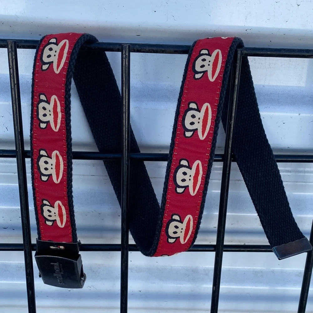 Vtg Paul Frank Red Monkey Web Belt with Black Strap
