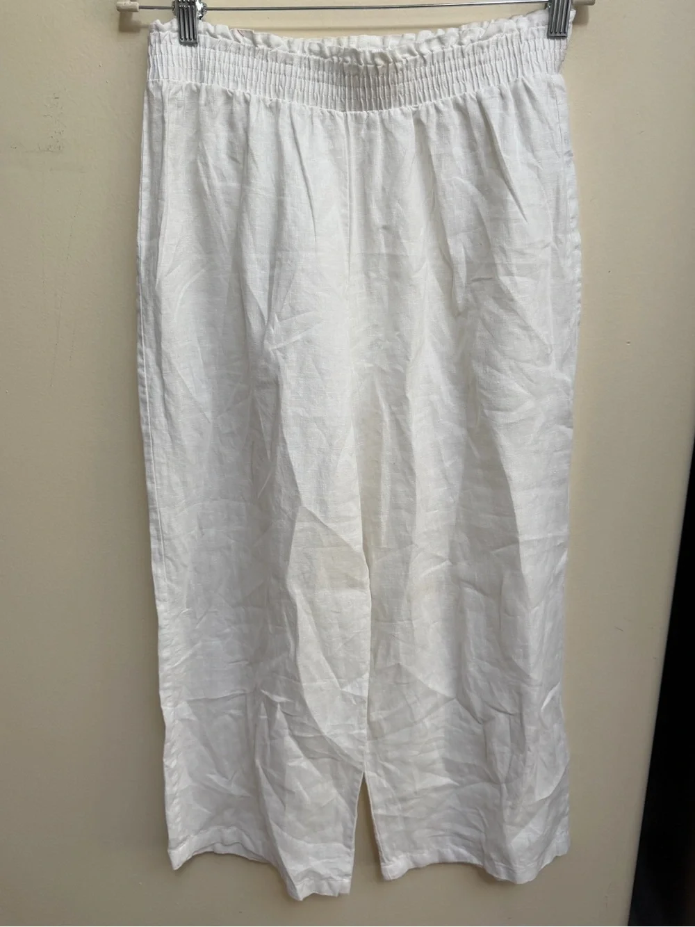 Saks Fifth Avenue Linen White Wide Leg Pants
