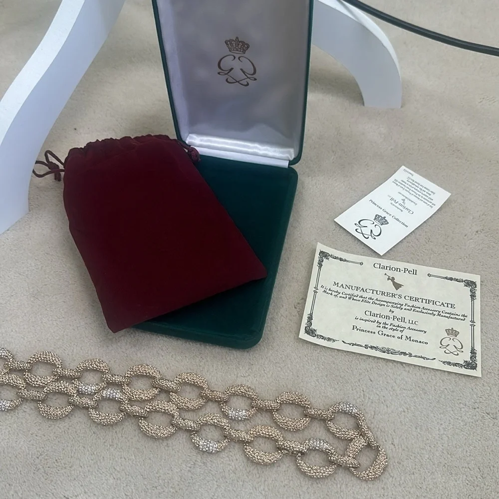 Clarion-Pell 18” Gold Link Necklace Inspired by Princess Grace of Monaco