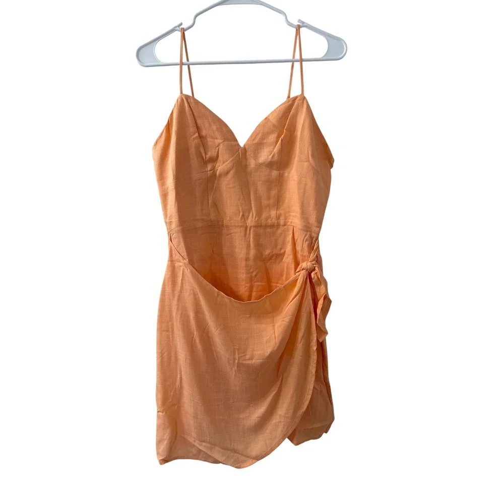 GB Girls Peach Orange Wrap Front Spaghetti Strap Dress Size Large NEW