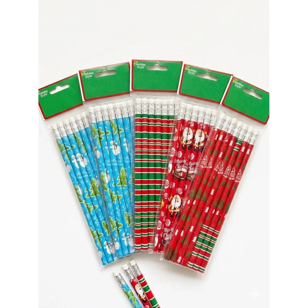 Holiday Style Christmas No 2 Pencils 5 Packs 40 Count Santa Snowman Tree Wood