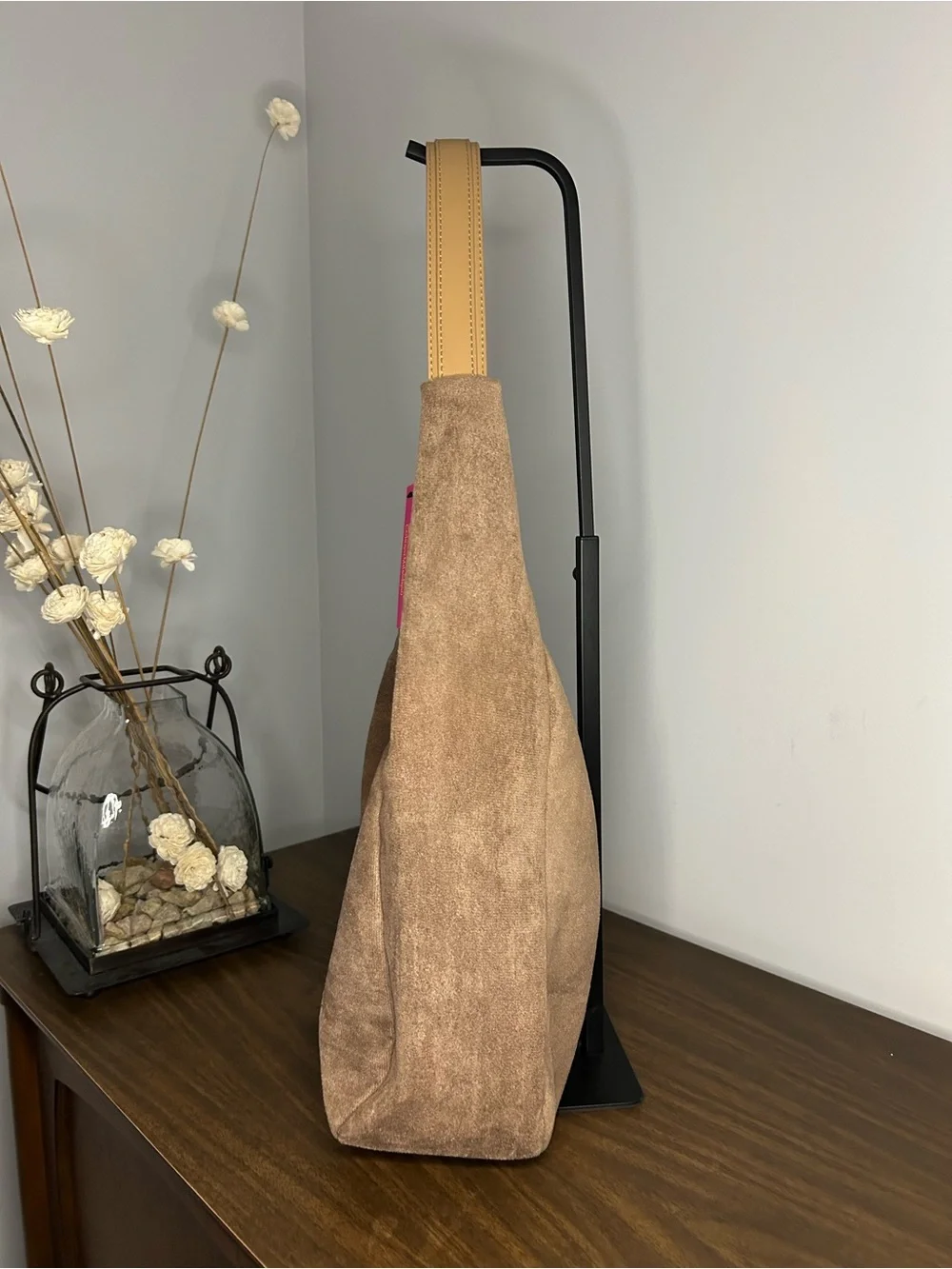 NWT Catherine Malandrino Taupe Suede Hobo Shoulder Bag