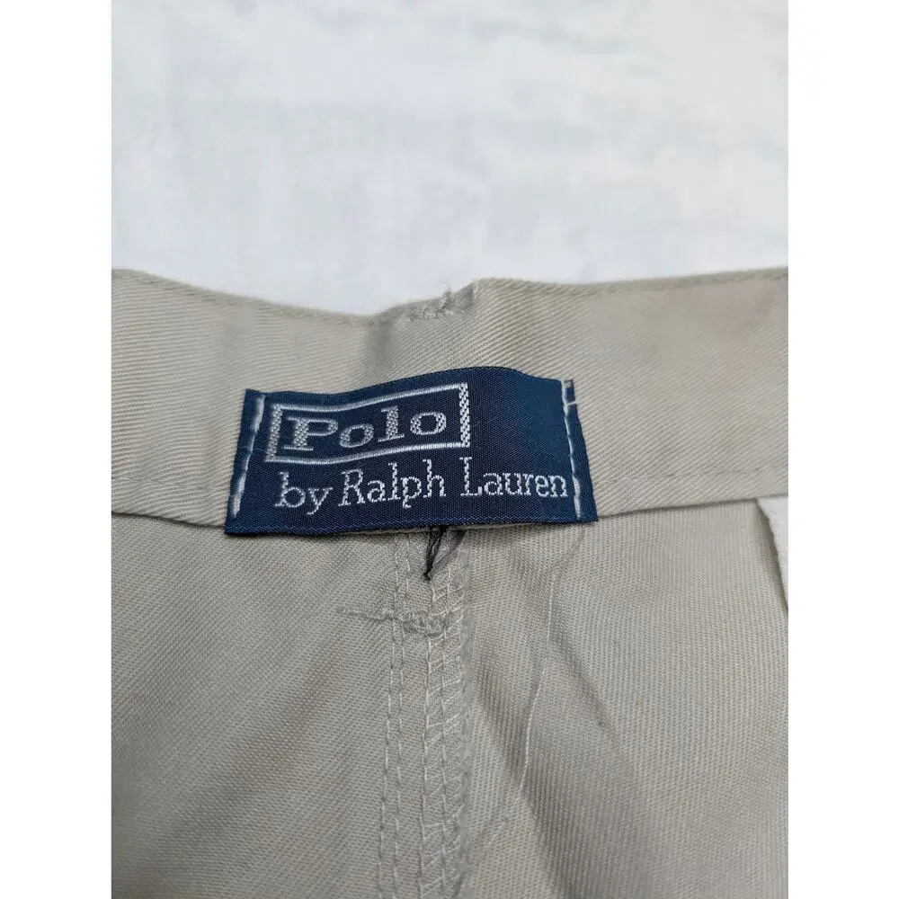Polo Ralph Lauren Vintage Y2K Mens Khaki Cargo Shorts - 40 Waist Tan 90's Baggy‎