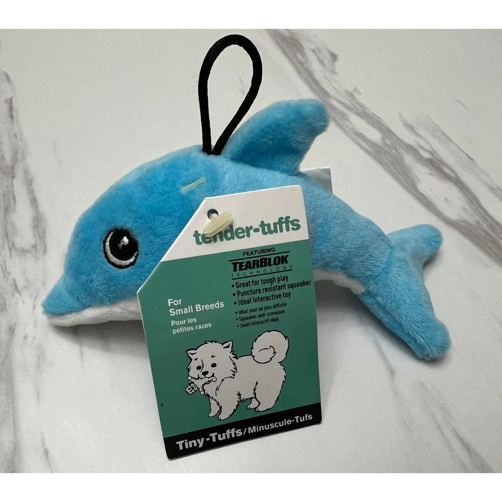 SmartPetLove Tender-Tuffs Tiny-Tuffs Dolphin Small Breed Squeaky Dog Toy Blue 6