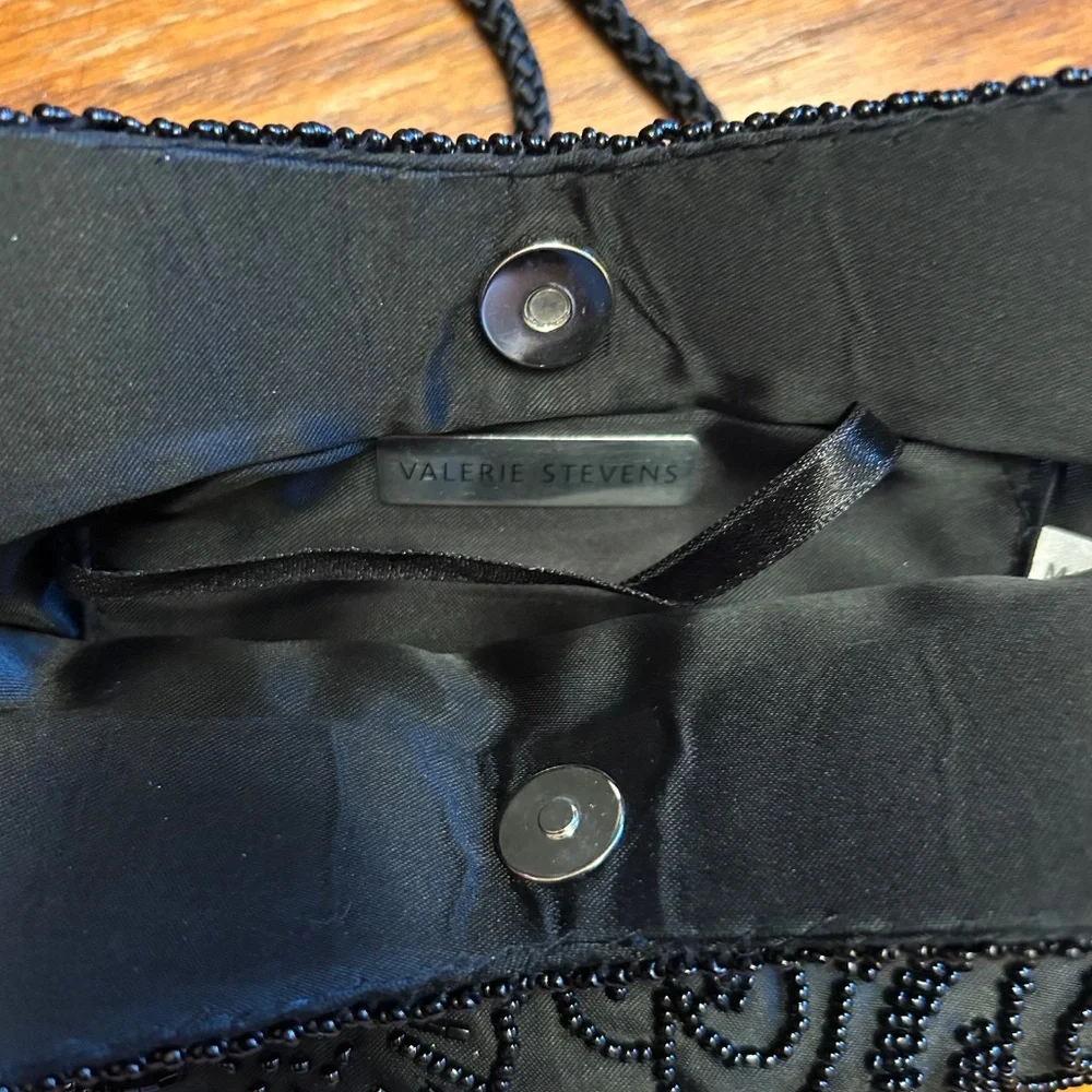 Valerie Stevens‎ Beaded Black Women's Small Purse with Pocket Mirror