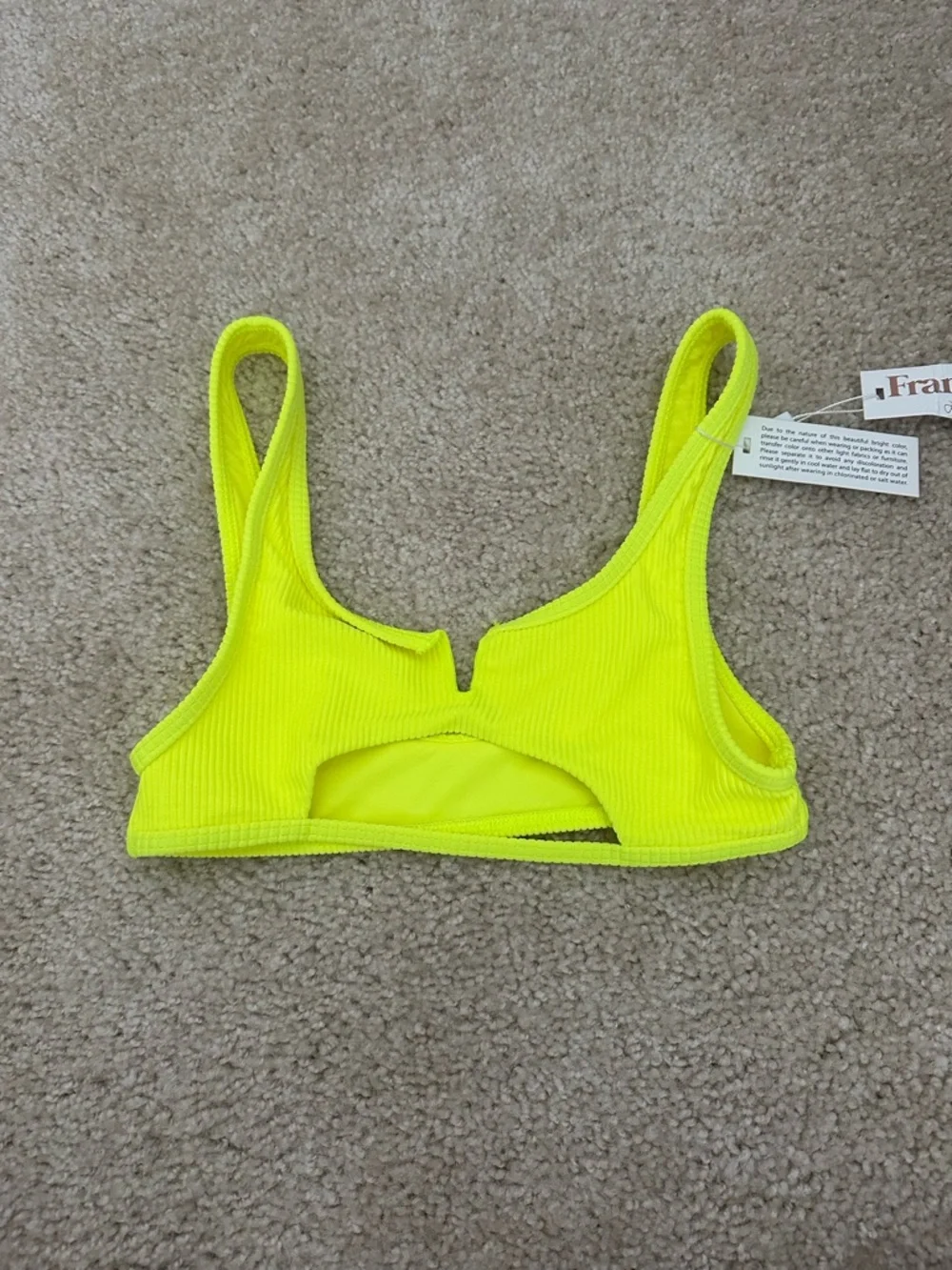 NWT frankies‎ bikinis cole ribbed top lemon drop size small