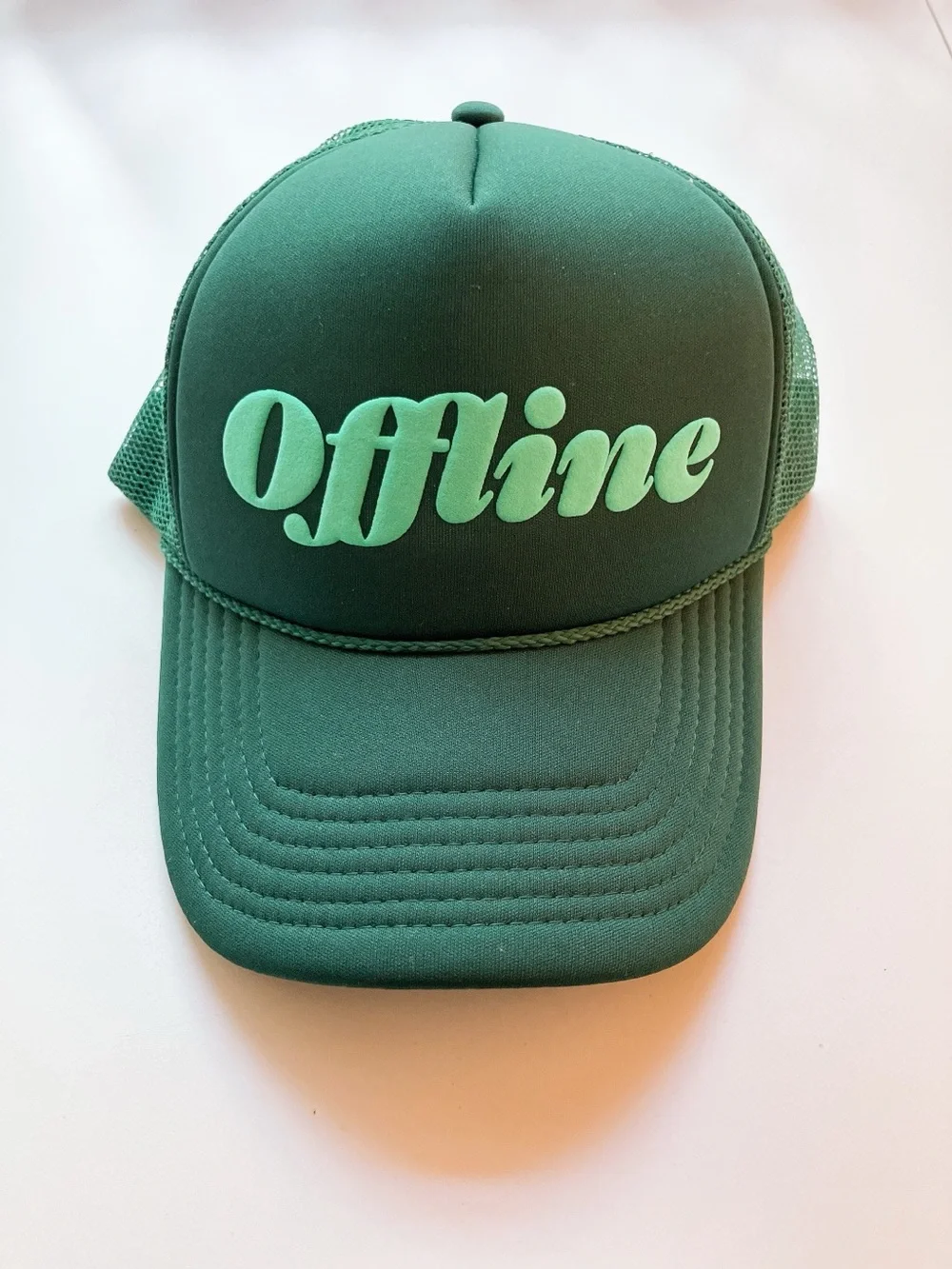 OFFLINE Green Women’s Trucker Hat Bubble Lettering {Aerie-Vibes}
