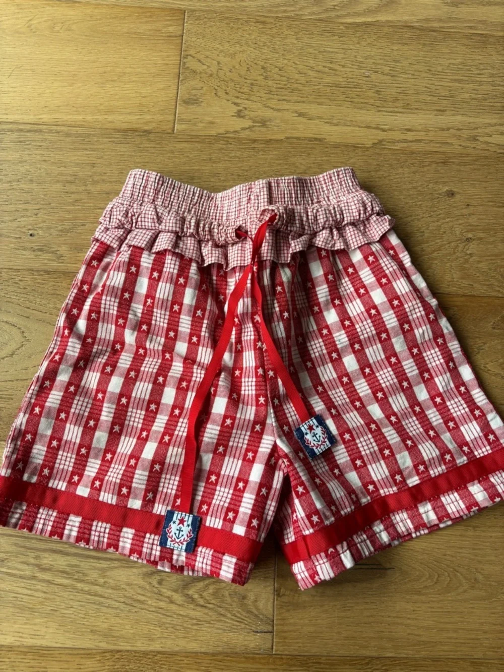 80’s OshKosh plaid Americana linen blend shorts girls 6x