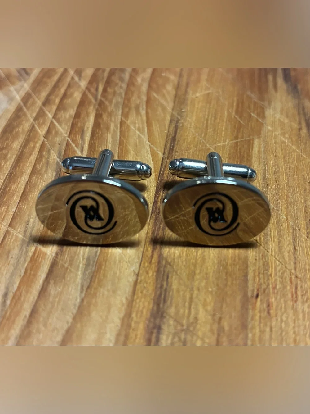 Vintage Turkish Silver Tone Monogram Cufflinks Men’s Formal Accessories