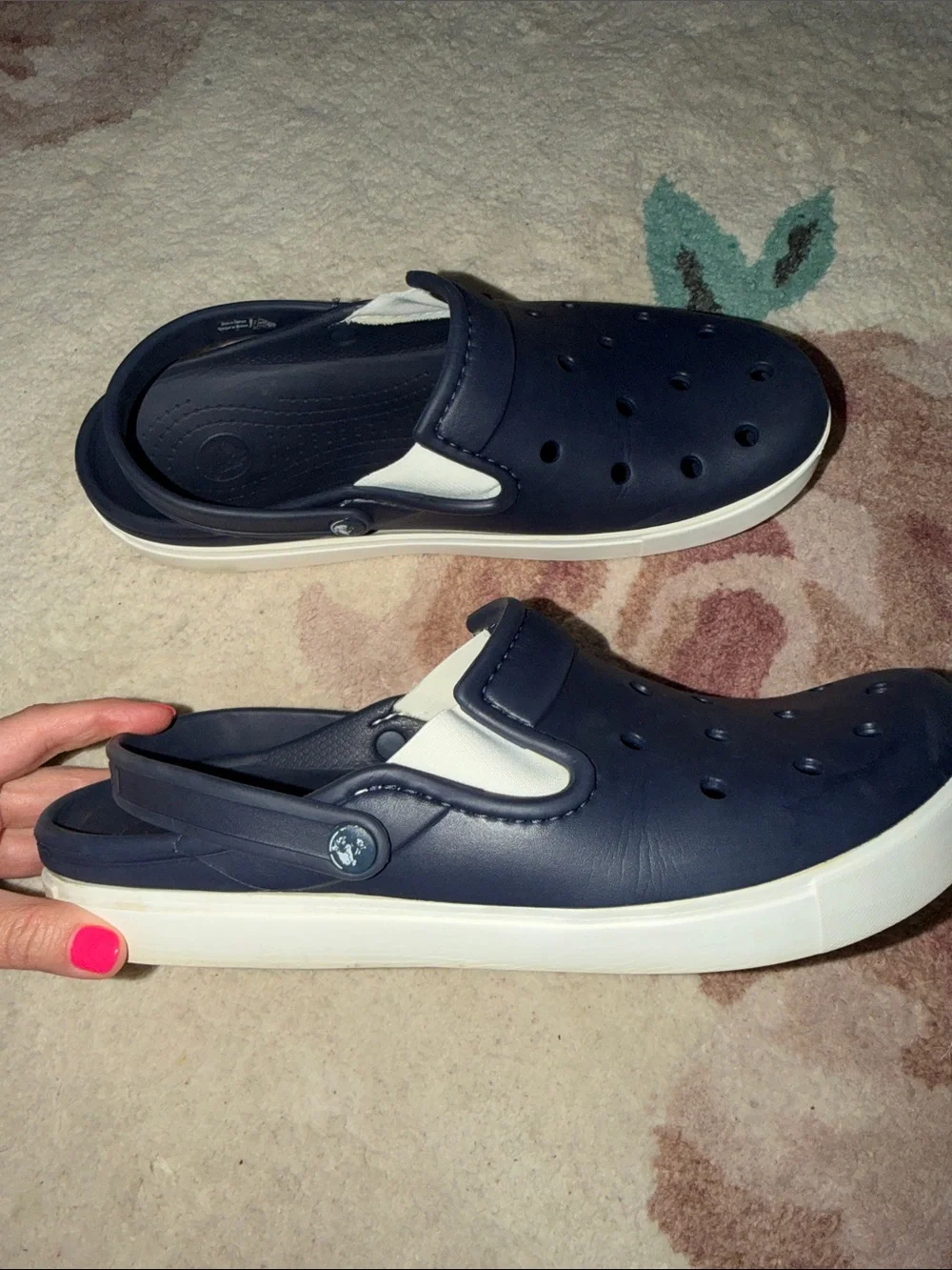 CROCS Men's Navy and White Slip-On Clog Sandals