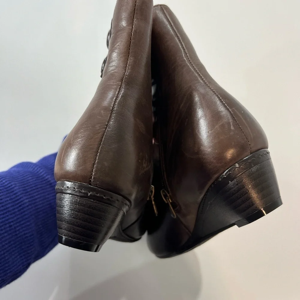 Spring Step Dark Brown Ankle Booties Fennel