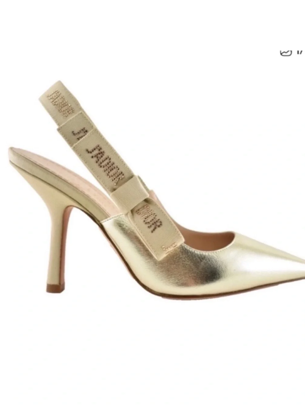 Dior J’ADIOR Metallic Gold Slingback Heels Size 39 Pointed Toe