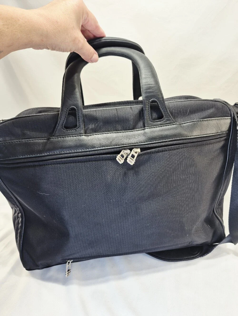 Tumi Expandable Laptop Briefcase Ballistic Nylon Multi Pocket Black Strap 25720