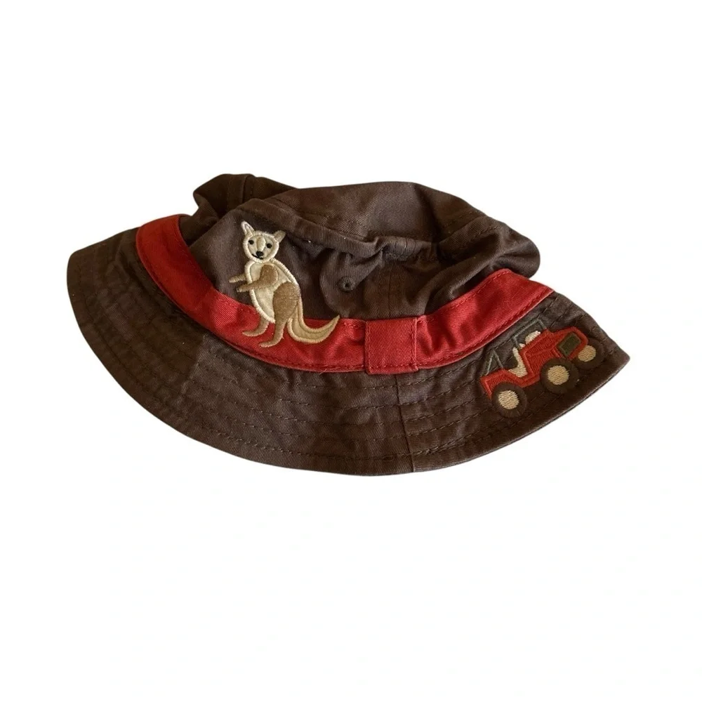 Gymboree Kids Brown and Red Hat with Kangaroo and Car