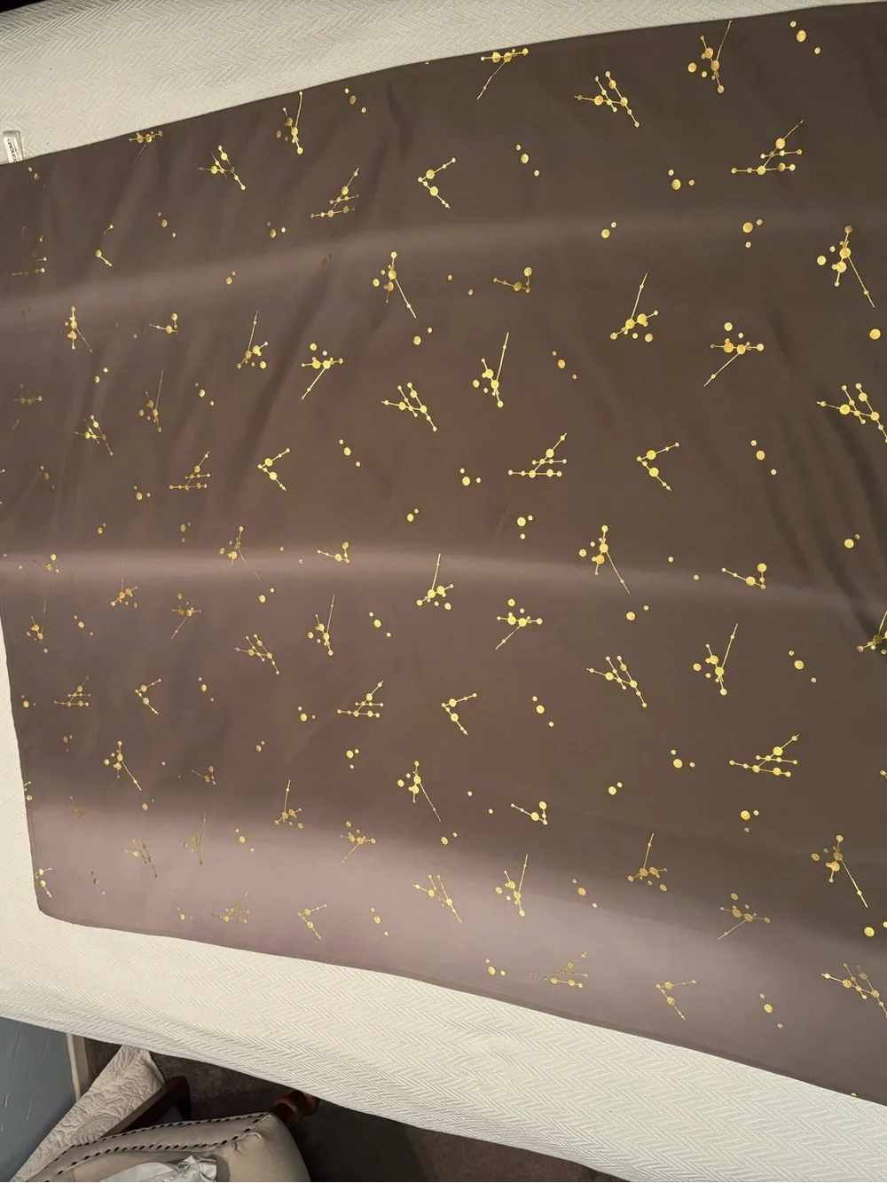Gold Dot Patterned Grey Blackout Curtains