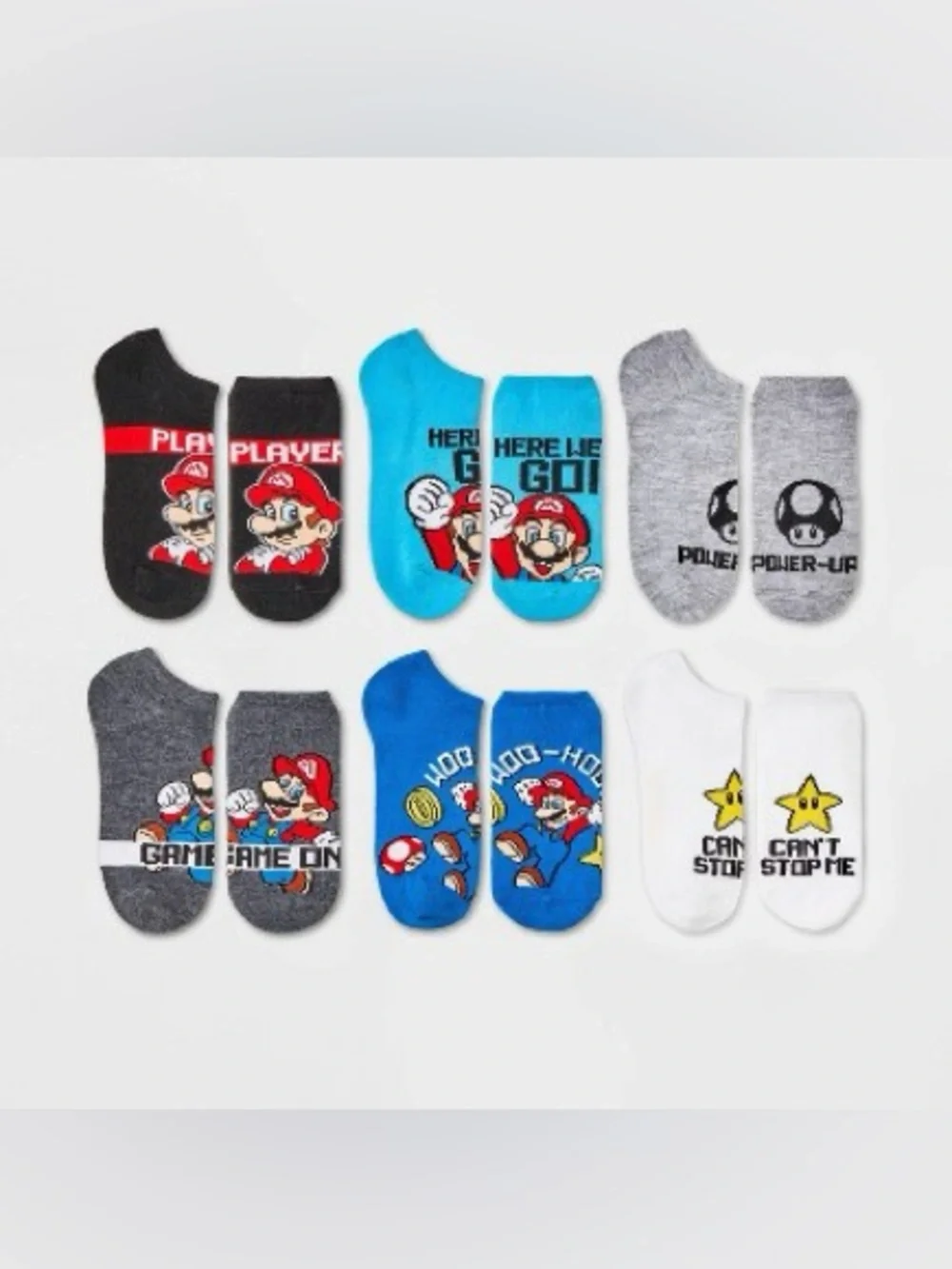 Super Mario Bro Video Game Character Kids No-Show Socks Size XS/S