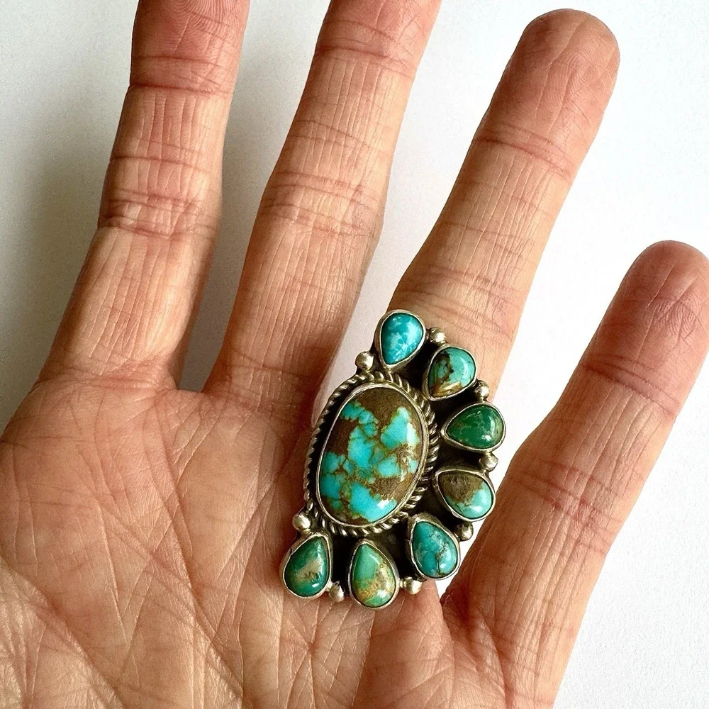 Native American Navajo Indian Turquoise Jewelry face ring