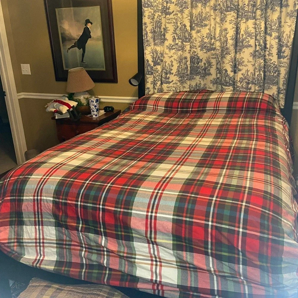 Pottery Barn Plaid Flannel Duvet‎ Cover Full/Queen Classic Tartan READ