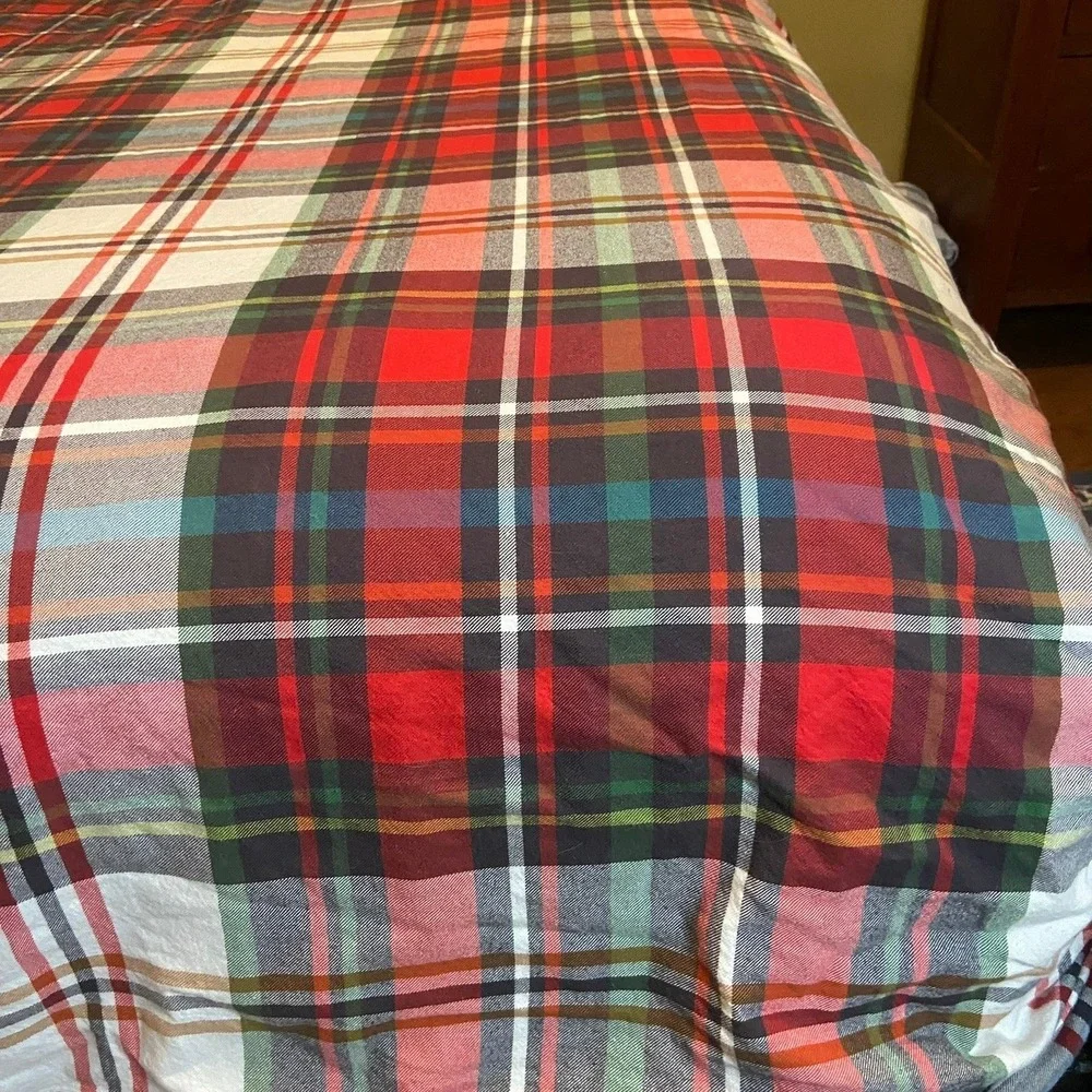 Pottery Barn Plaid Flannel Duvet‎ Cover Full/Queen Classic Tartan READ