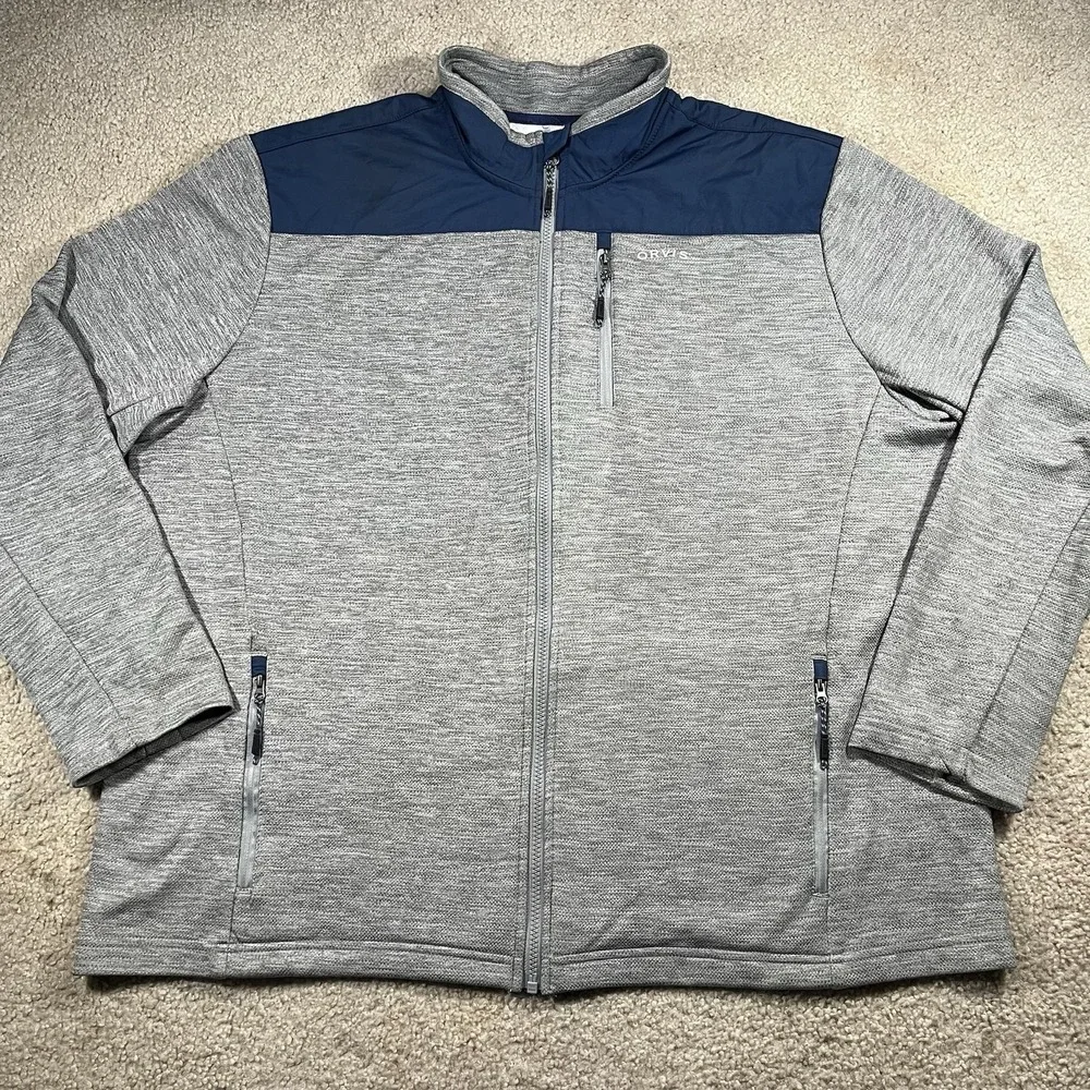 Orvis Classic Collection Full Zip Jacket Men's Size 2XL Gray Long Sleeve Jacket