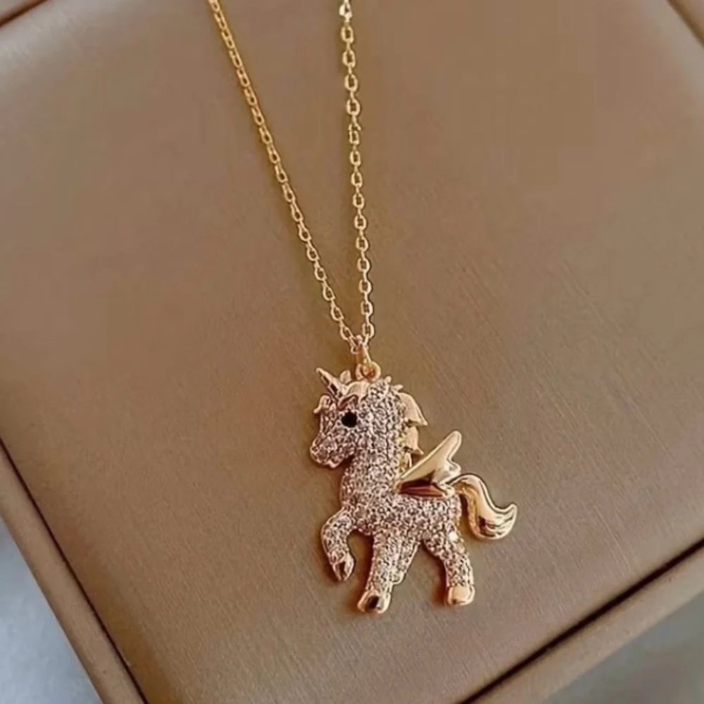 Gold Unicorn‎ Pendant Necklace for Kids