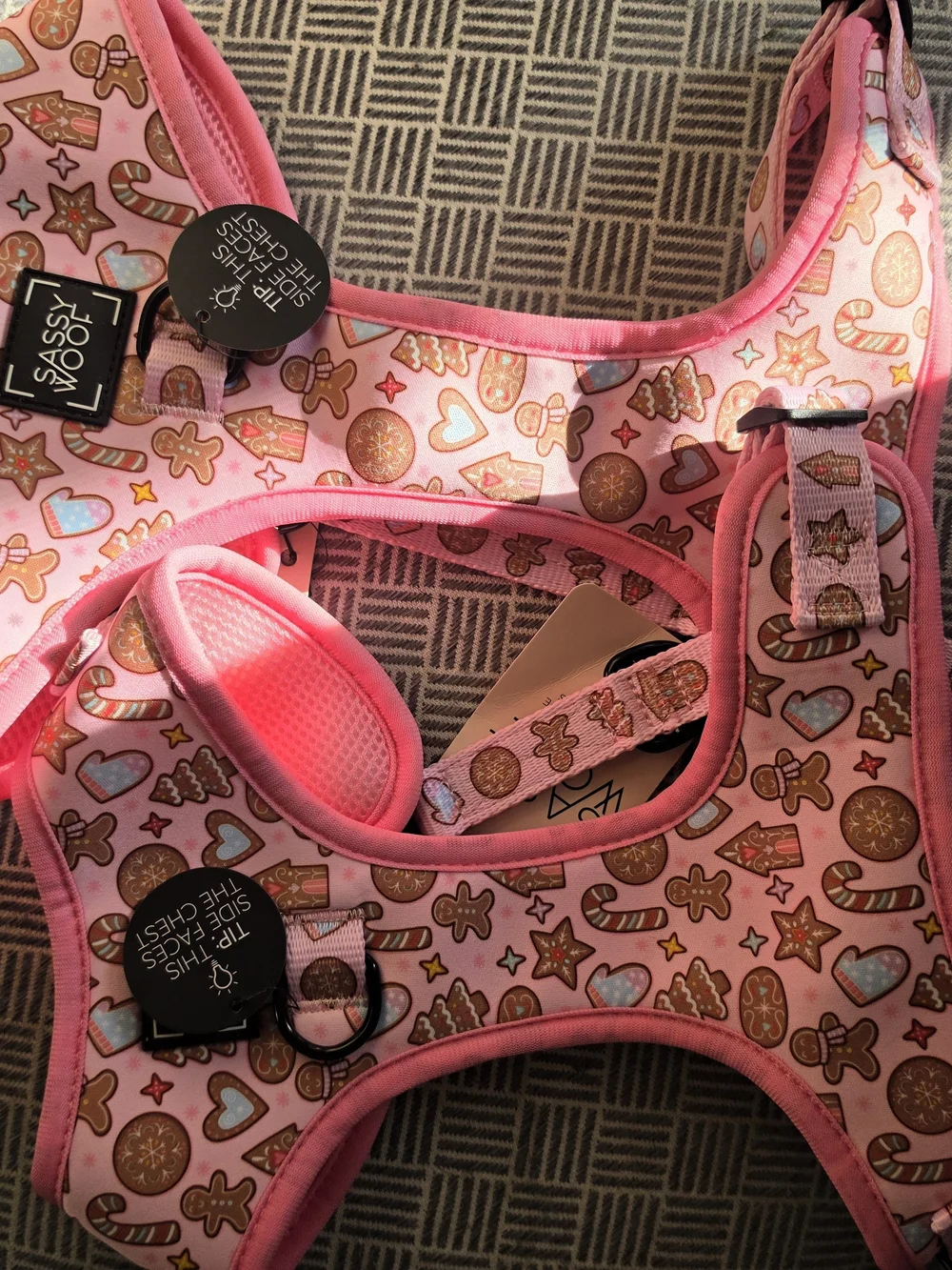 Sassy Woof Pink Holiday Harness