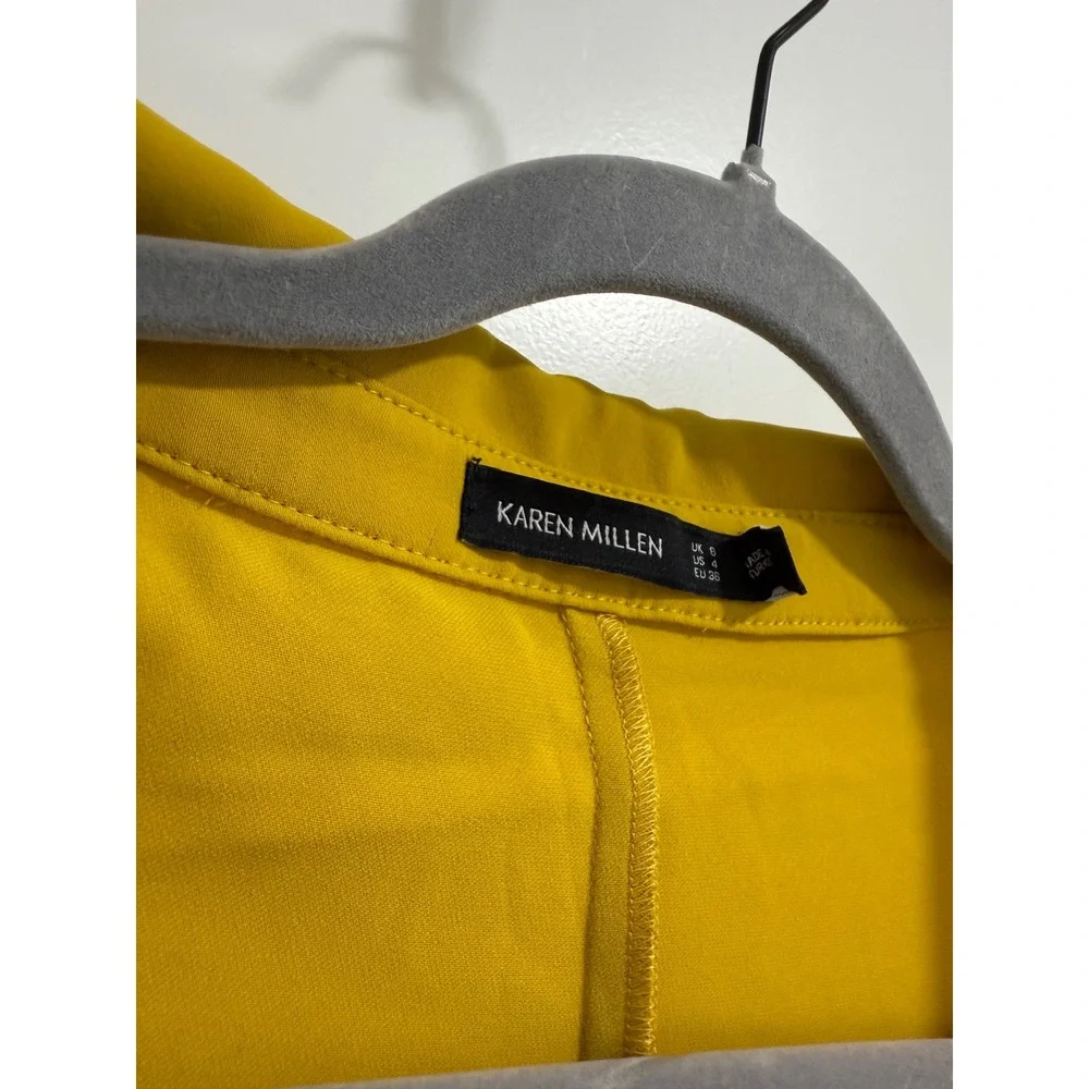 Karen Millen Top & Shorts Set Mustard Yellow‎ Long Sleeve Belted US 4