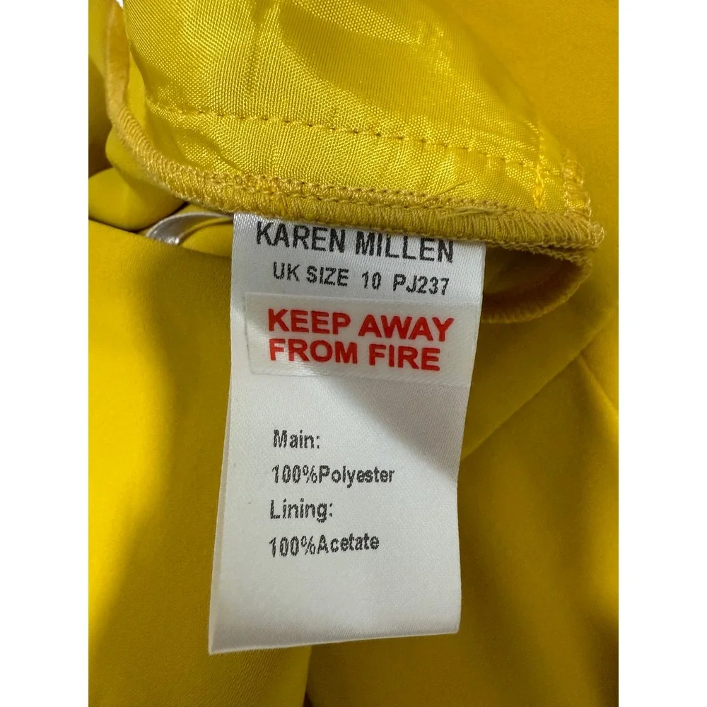 Karen Millen Top & Shorts Set Mustard Yellow‎ Long Sleeve Belted US 4