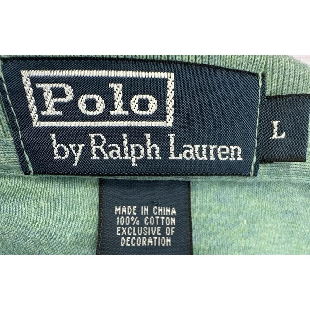 Polo Ralph Lauren Shirt Men's Heather Green‎ Cotton Golf Polo Logo Sz Lg