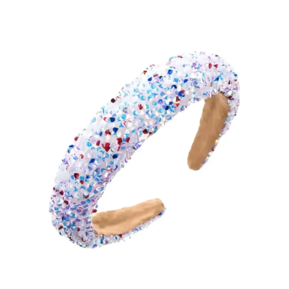 Red White and‎ Blue Glitter Headband- White