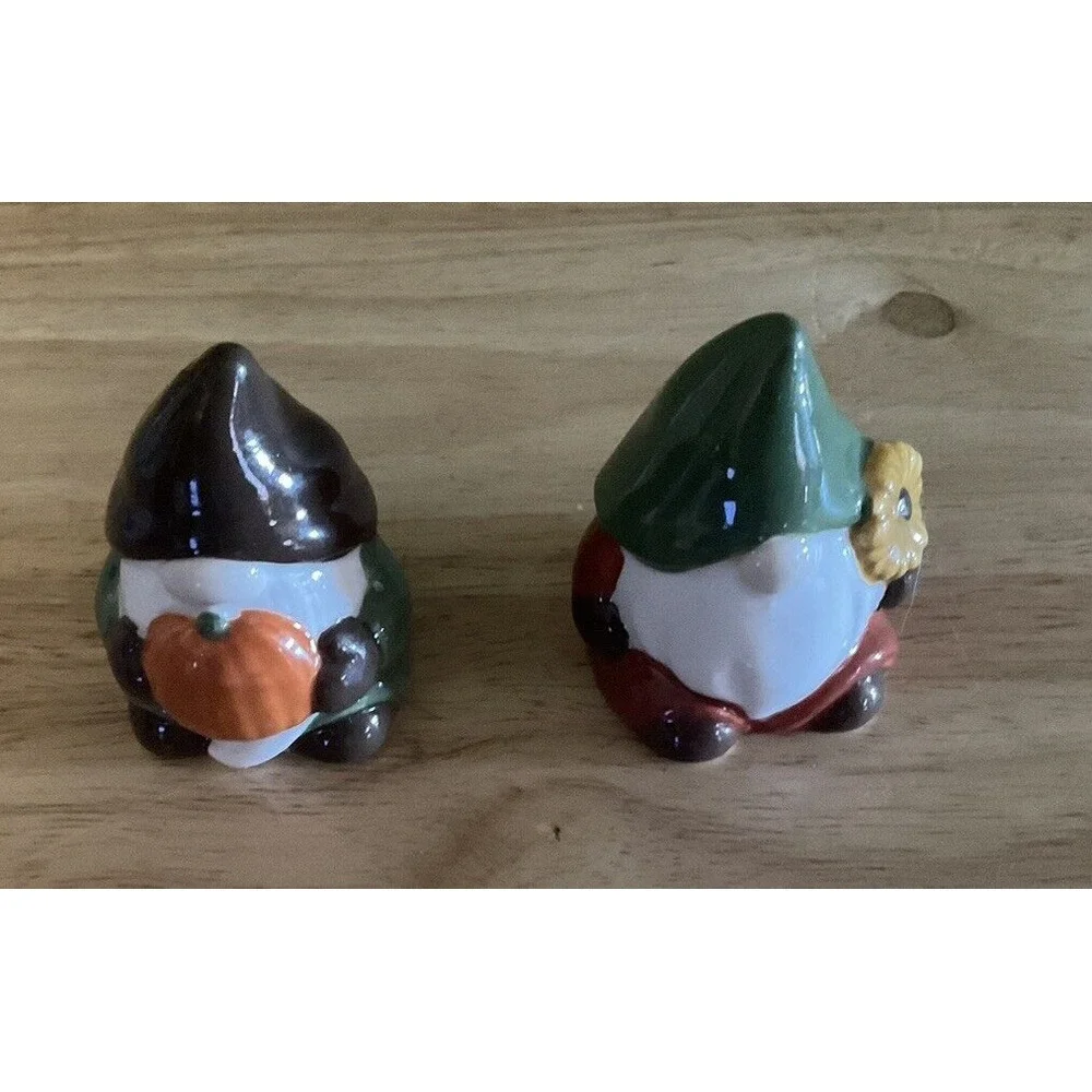 Fall Gnomes Salt And Pepper Shakers, 2 1/4 In High,‎ Sunflower And Pumpkin