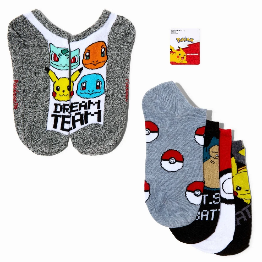 Pokemon Gray and Black ANY AGE Socks Set