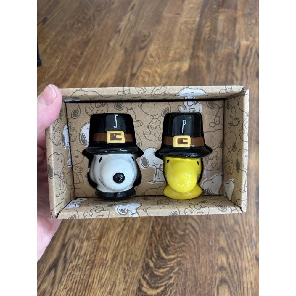 Peanuts Rae Dunn‎ Snoopy Woodstock Thanksgiving Salt Proper Shakers BNIB