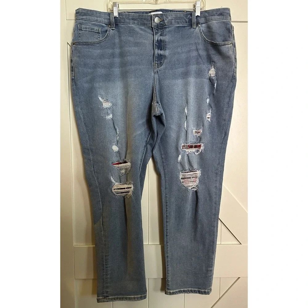 Lane Bryant Jeans Flex Magic Waistband‎ Mid Rise Boyfriend Distressed Sz 22