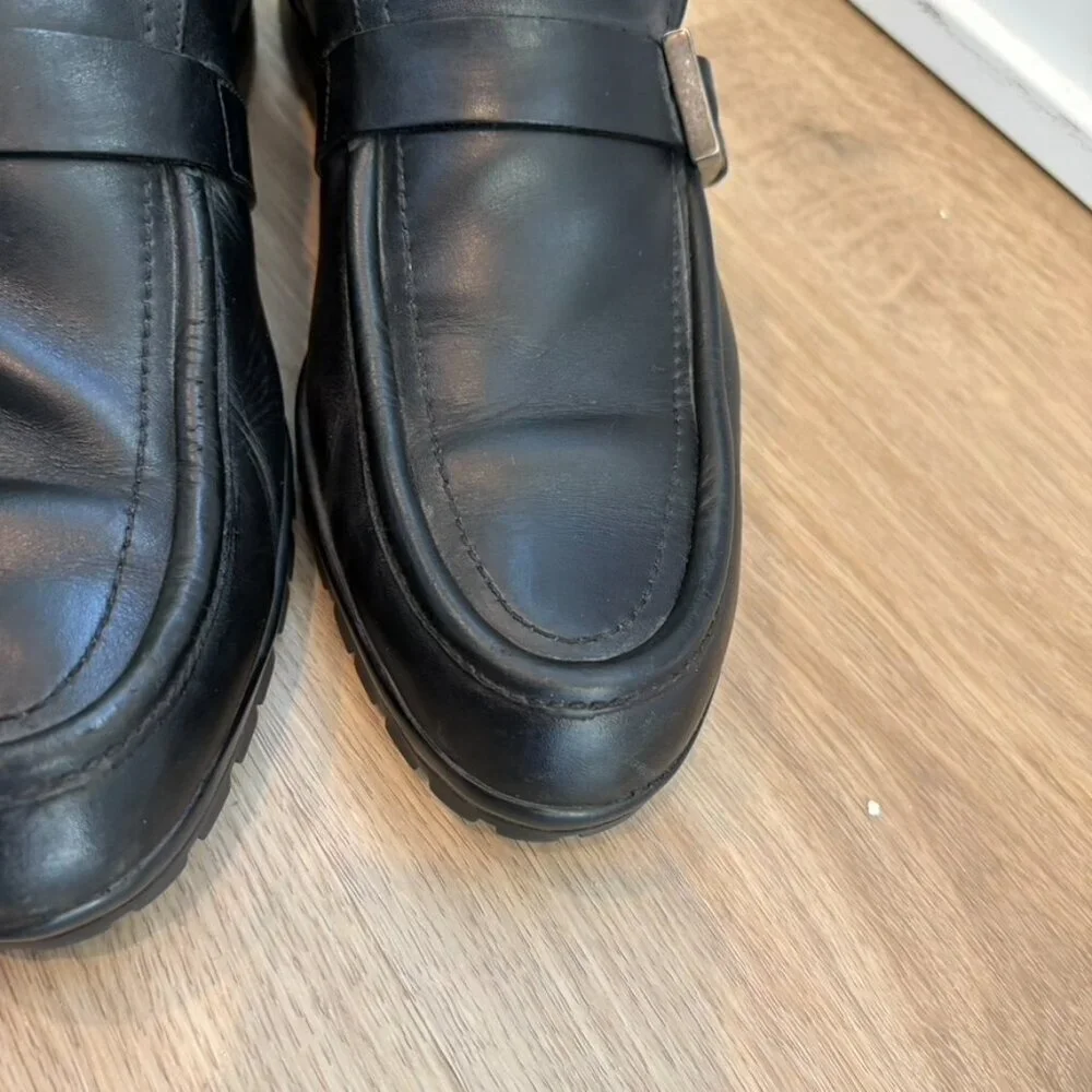 Gucci Loafers Buckle heel Size 7.5 Leather Black Mens