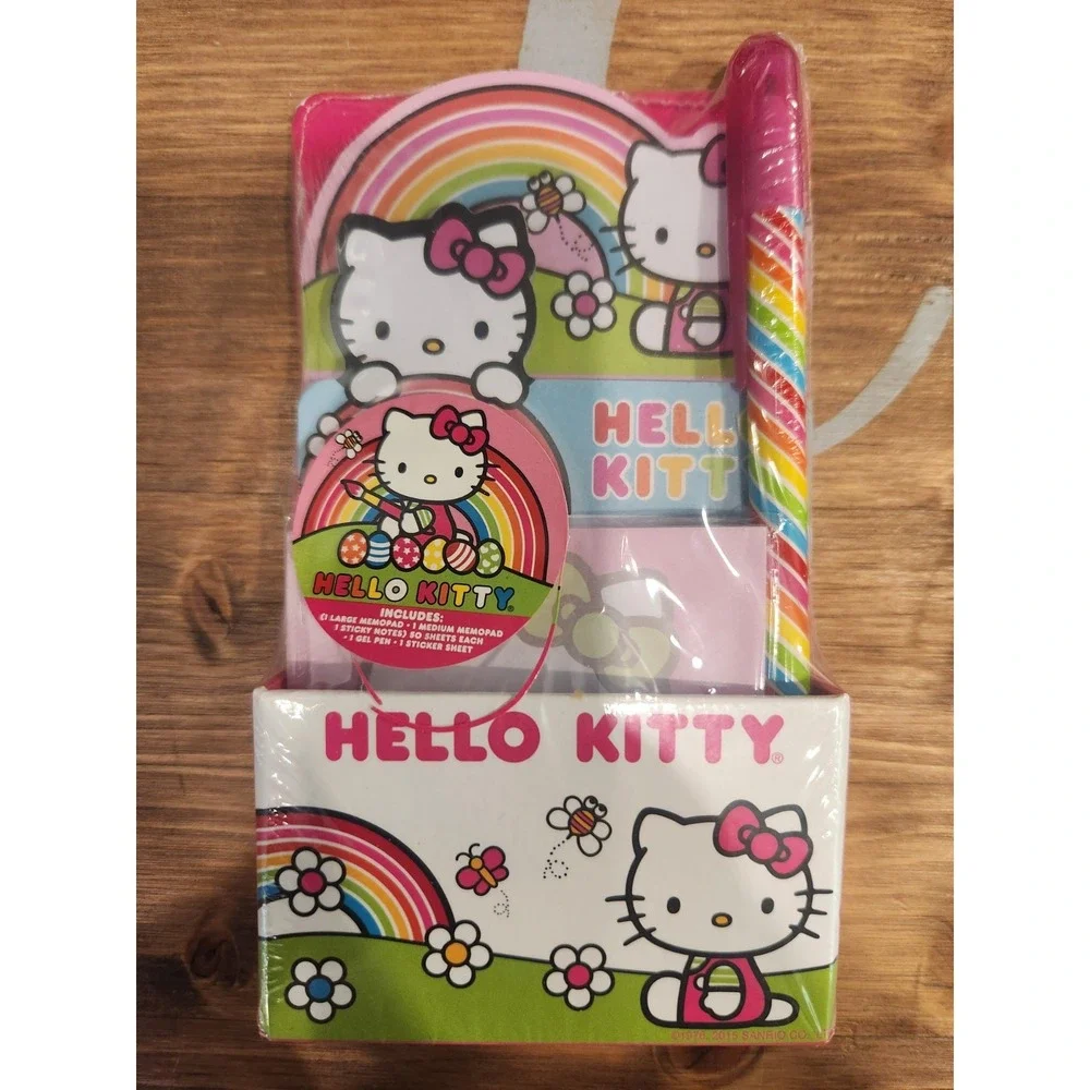 NEW Hello Kitty 4 Piece Gift Set Plate, Stationary,Toothbrush Set & Squishmallow