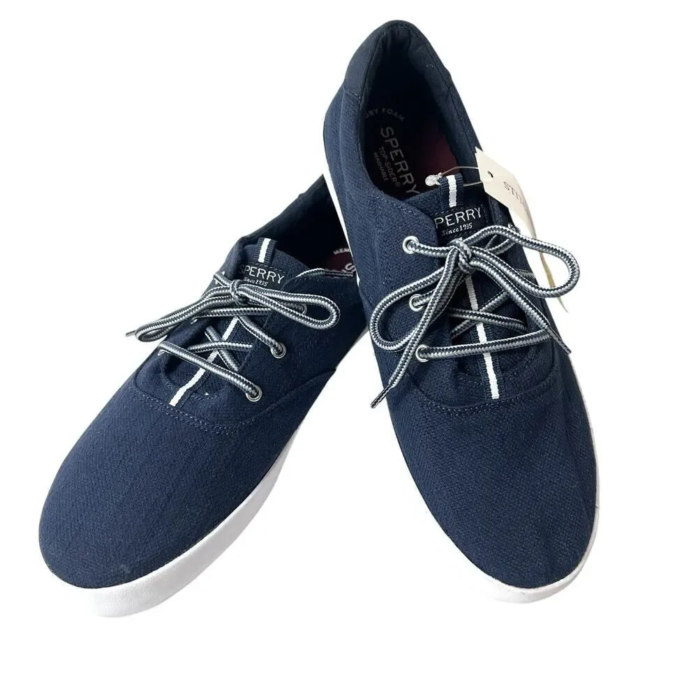 SPERRY Top-Sider Youth Sz 7 M Navy Blue Canvas Shoes Sneaker Lace Up Women's 8.5