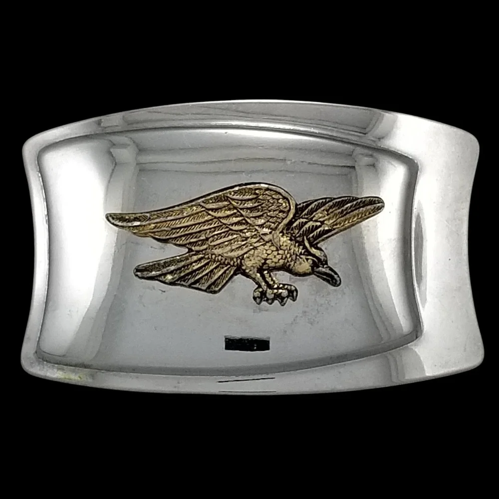 Vintage Bald Eagle Belt‎ Buckle Silver Tone Gold Finish Western Accessory