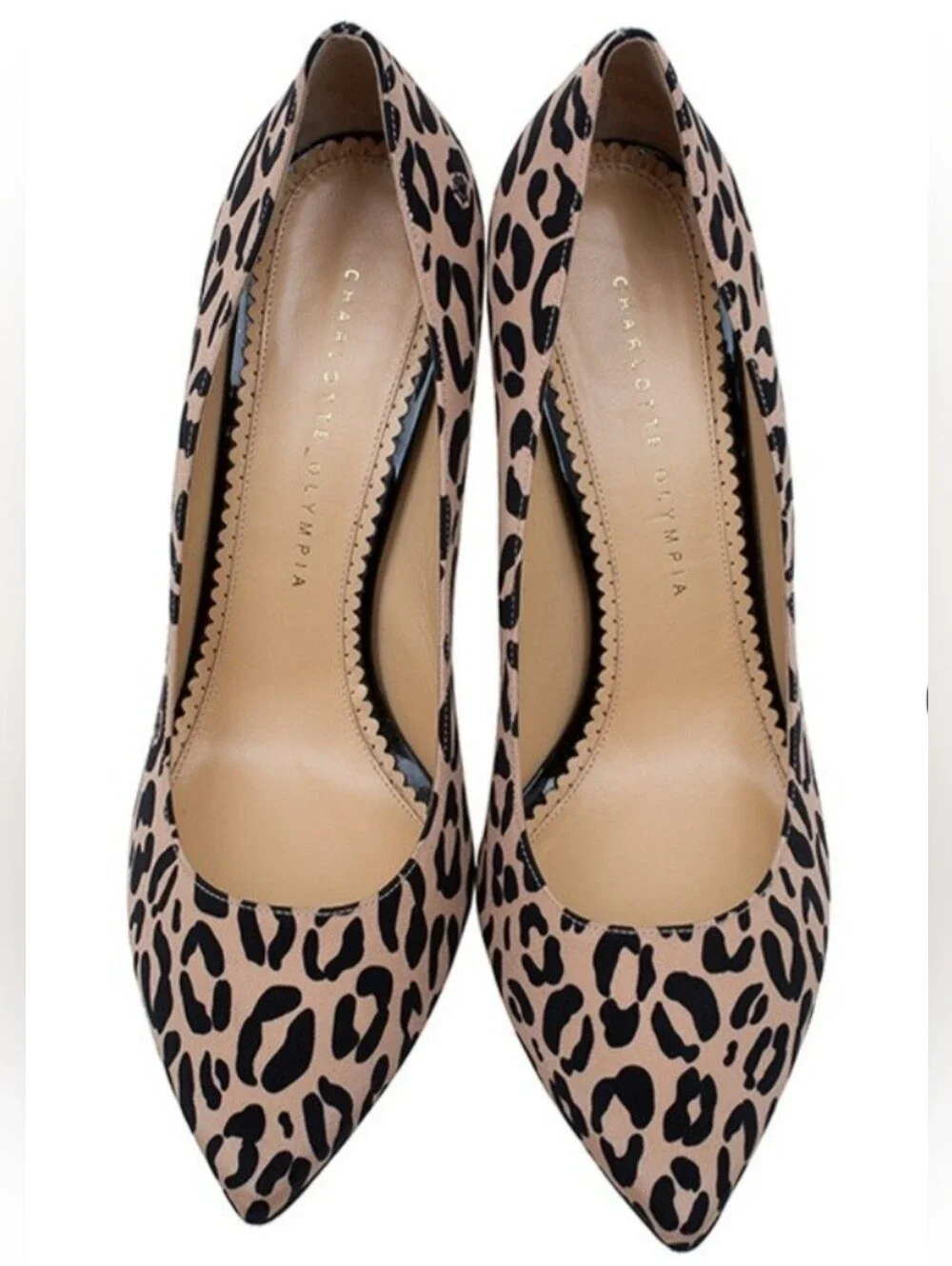 Charlotte Olympia Shoes, Size 6.5, Leopard Print Leather Platform Heels