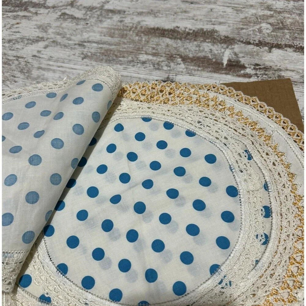 Vintage Doilies Lot Of 9 Mid Century Crochet Lace Round Some Polka Dot MCM