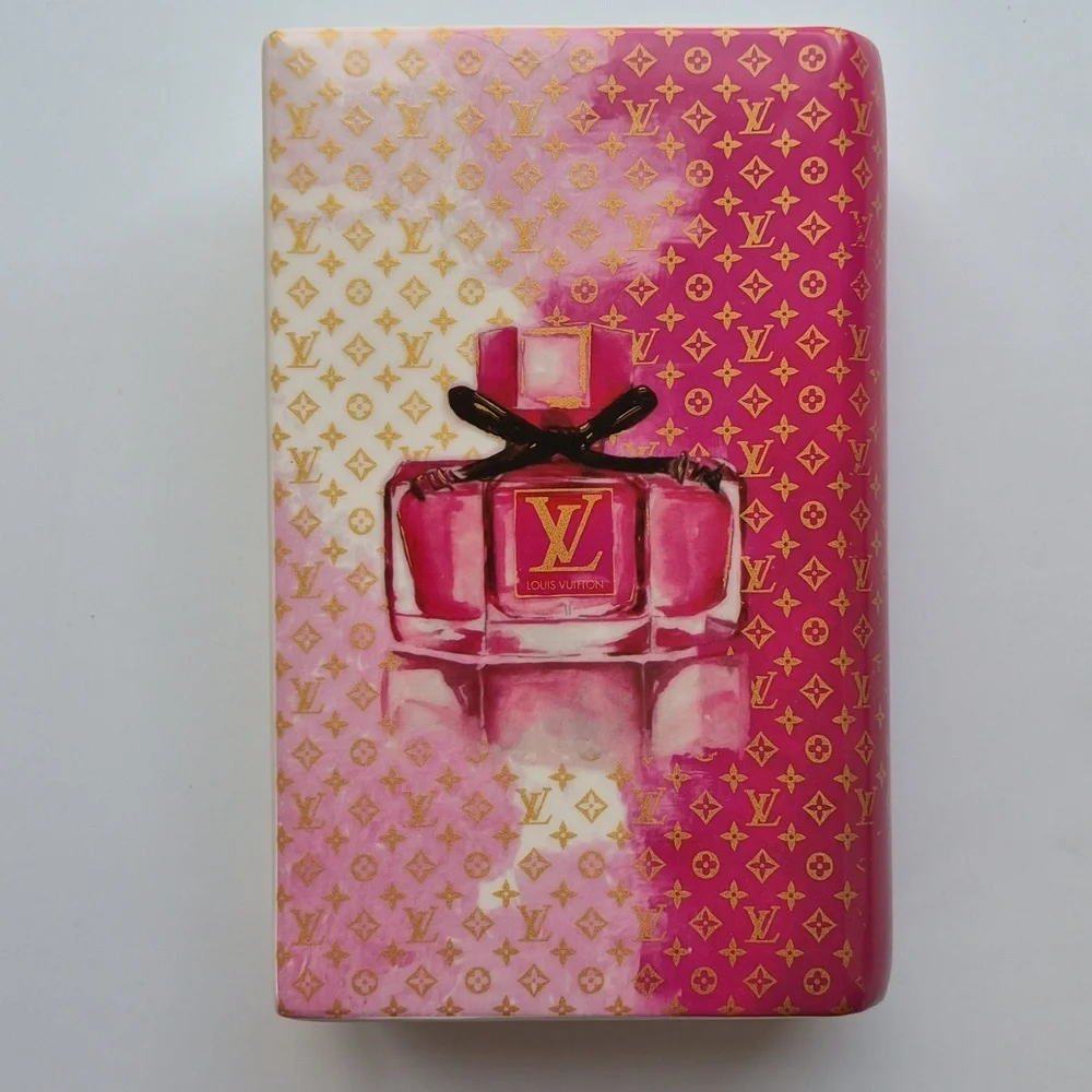 LV Themed Pink Ceramic Book Vase - Chic Home Deco