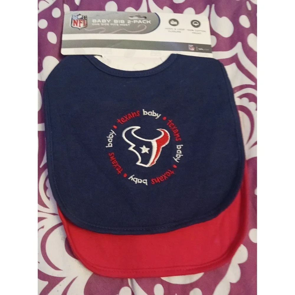 NEW Baby Fanatic NFL Baby‎ Bib 2pk, Blue & Red, Houston Texans