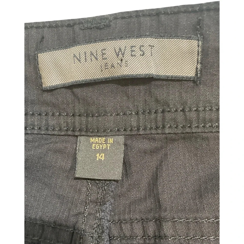 Nine West Jeans Women 14 Black Capri Pants Stretch Cropped Cuffed New Tag