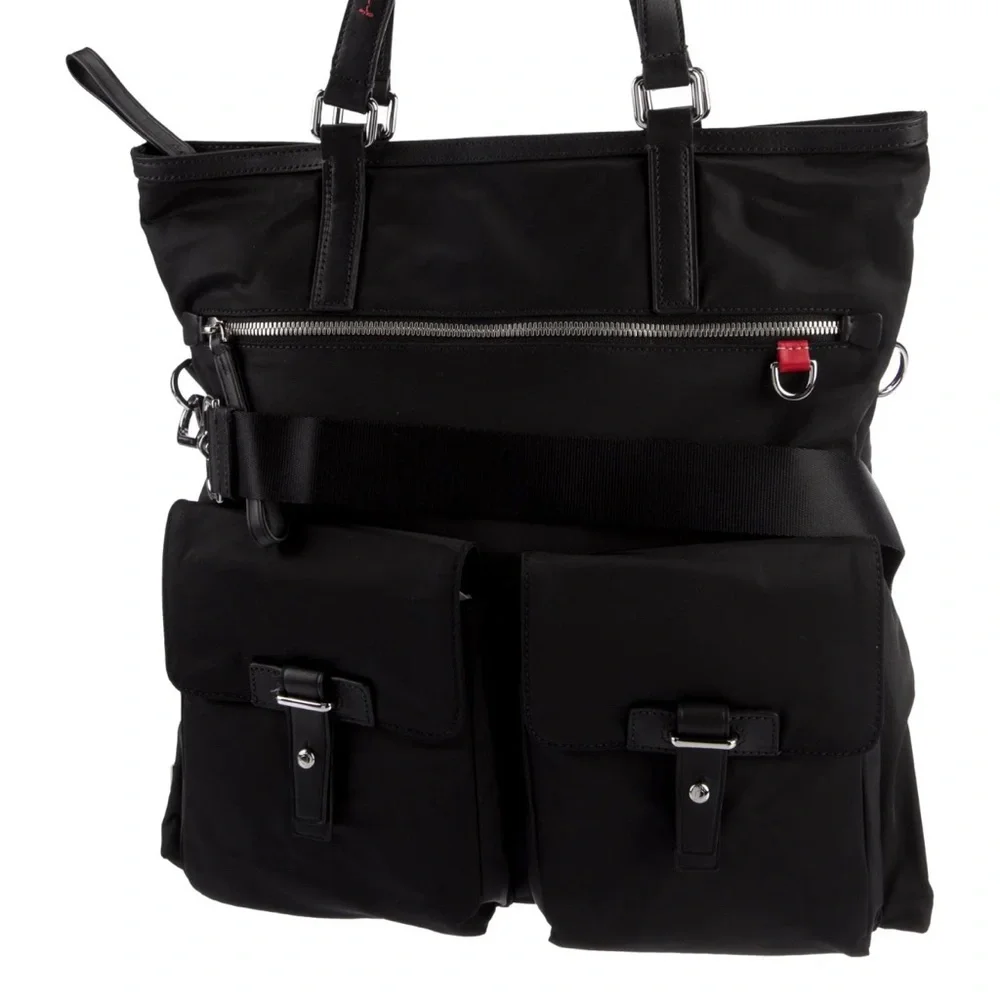 Tumi Black Nylon Convertible Tote with Dual Front Pockets