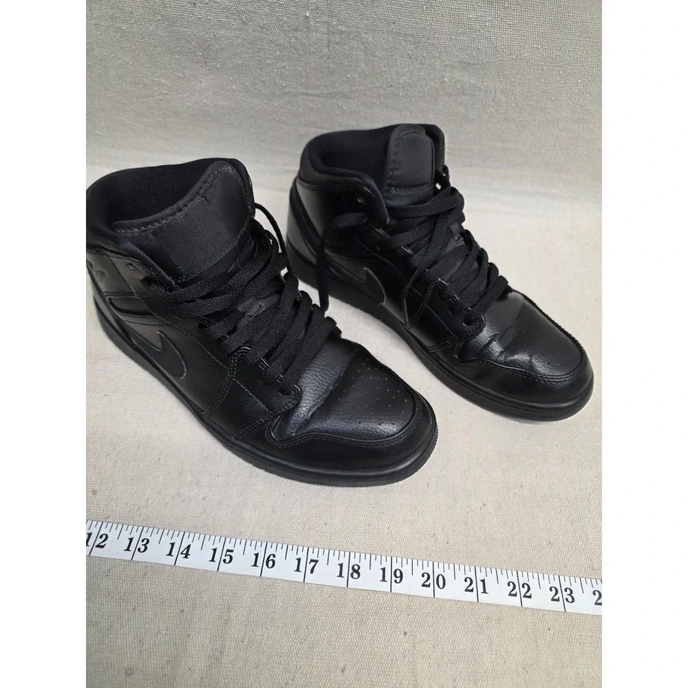 Nike‎ Air Jordan 1 Mid Triple Black Mens Size 9.5 Sneakers 554724-030 2014